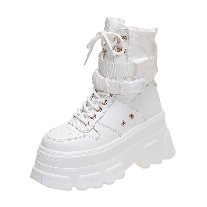 Women's British Style Autumn Thick-soled To Increase Motorcycle Boots