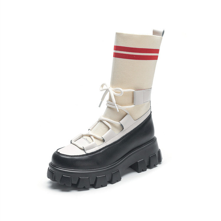 Women's thick-soled wool boots boots