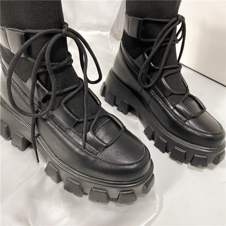 Women's thick-soled wool boots boots