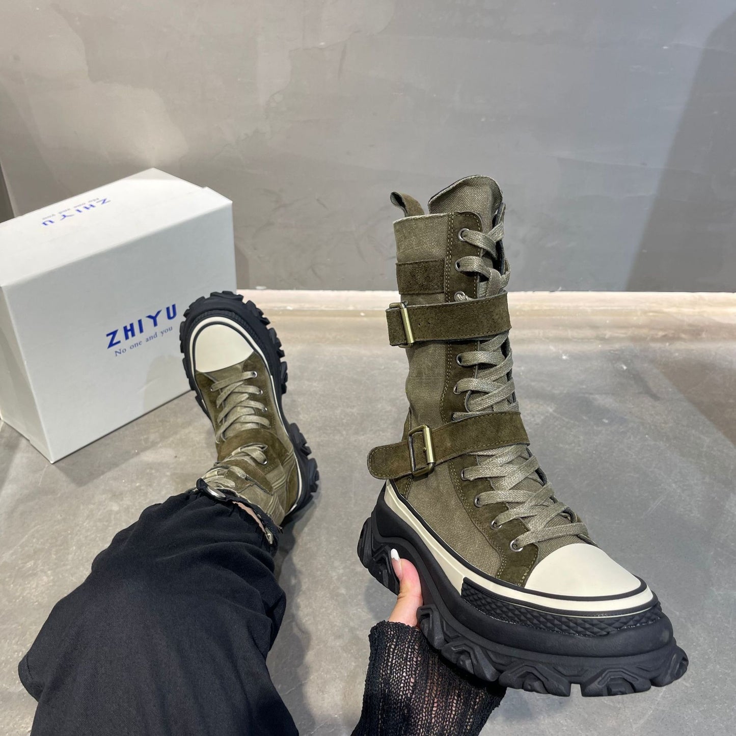 Thick Soled High Profile Motorcycle Boots