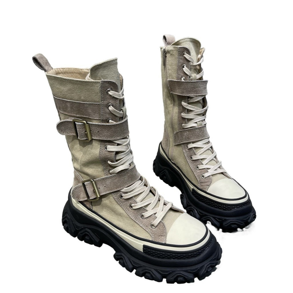 Thick Soled High Profile Motorcycle Boots