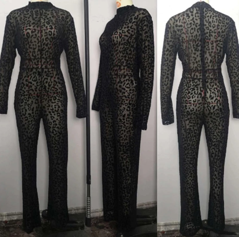 European and American Style Sexy Lace Jumpsuit Long Sleeves