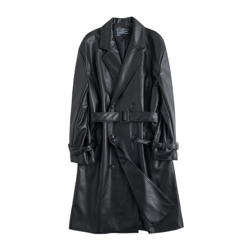 Men's On Trend Trench Slim Vegan Leather