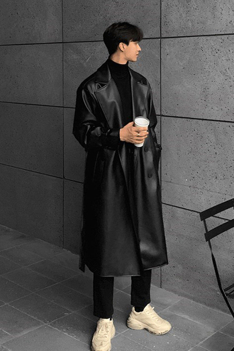 Men's On Trend Trench Slim Vegan Leather