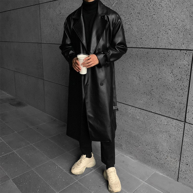 Men's On Trend Trench Slim Vegan Leather