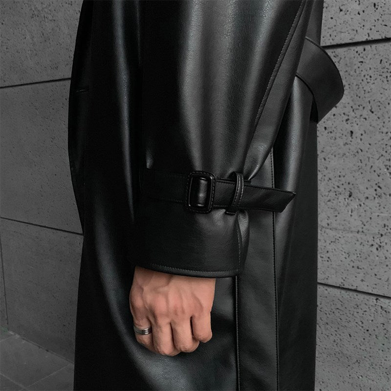 Men's On Trend Trench Slim Vegan Leather