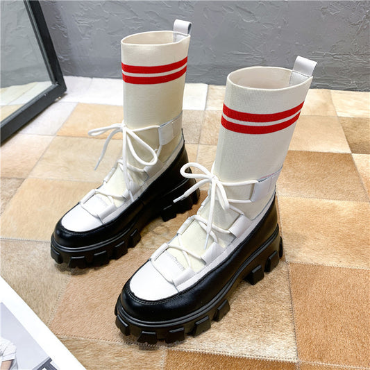 Women's thick-soled wool boots boots
