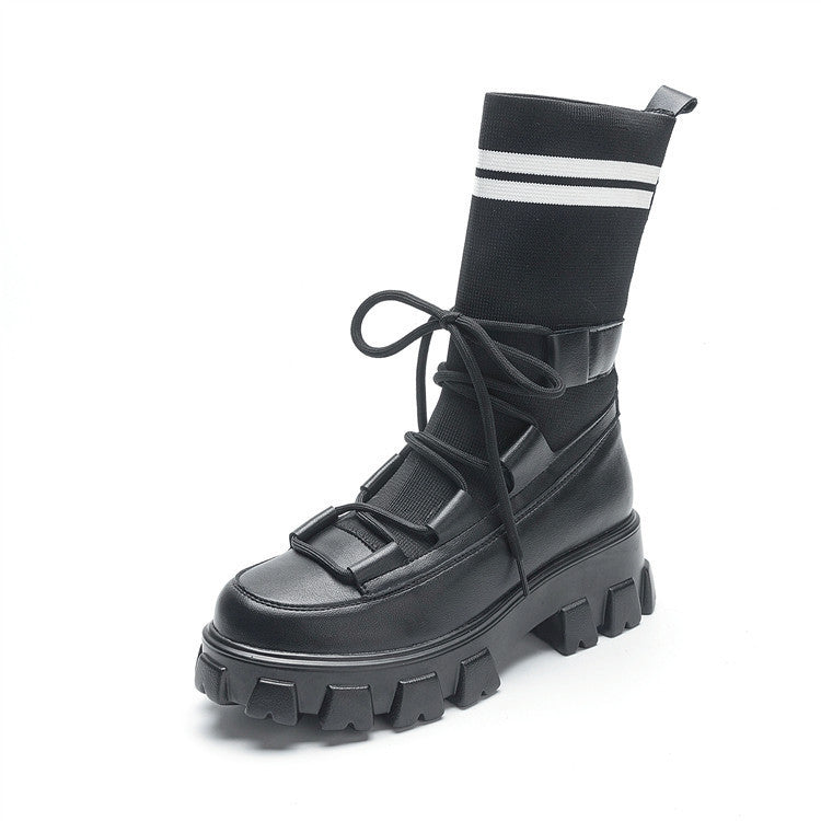 Women's thick-soled wool boots boots