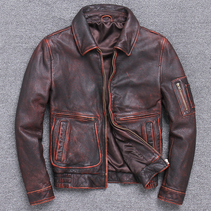 Men's Thick Leather Casual Jacket made with Old Vintage Leather
