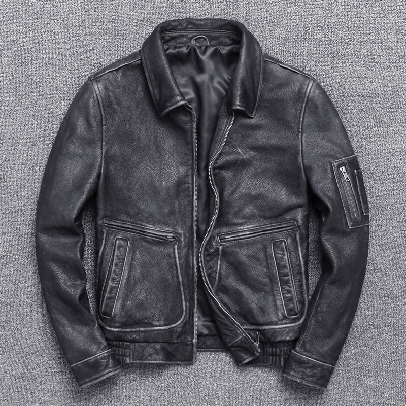 Men's Thick Leather Casual Jacket made with Old Vintage Leather