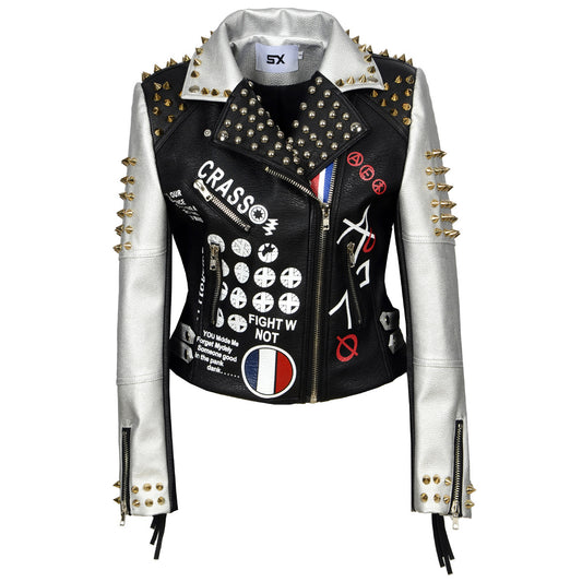 True American Rock Star Graffiti Leather Jacket