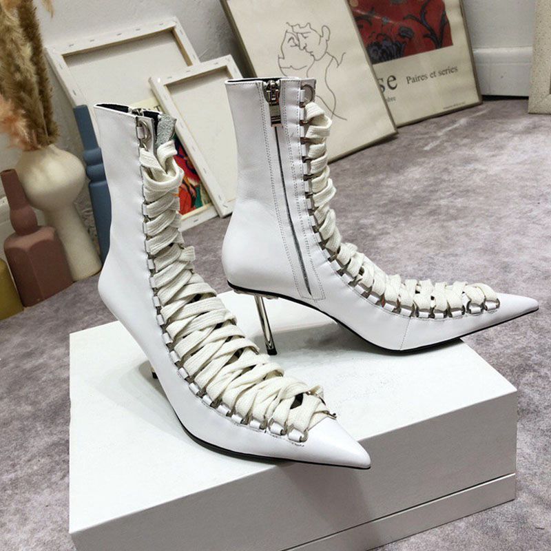 Lace Up Stiletto Marching Boots