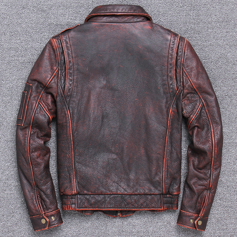 Men's Thick Leather Casual Jacket made with Old Vintage Leather