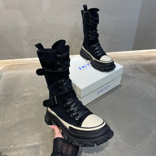 Thick Soled High Profile Motorcycle Boots